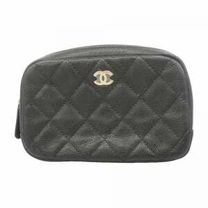 Chanel Matelasse Caviar Leather Bag/Pouch in Black Champagne for Women